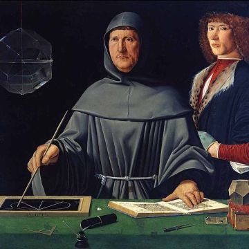 Retrat de Luca Pacioli amb un estudiant. Atribuit a Jacopo de' Barbari