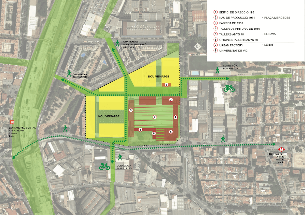 Mapa de cómo será el futuro espacio de la antigua fábrica Mercedes Benz