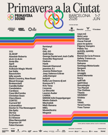 Aquest és el line-up del Primavera a la Ciutat 2026 Aquest és el line-up del Primavera a la Ciutat 2026