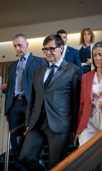 Salvador Illa y Teresa Garcia-Milà, antes del inicio de la primera jornada de la reunión anual