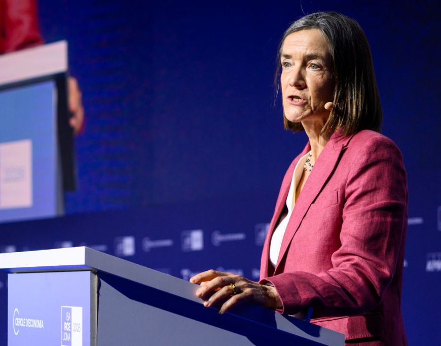 La presidenta del Cercle d'Economia, Teresa Garcia-Milà, durant la inauguració de la reunió anual.