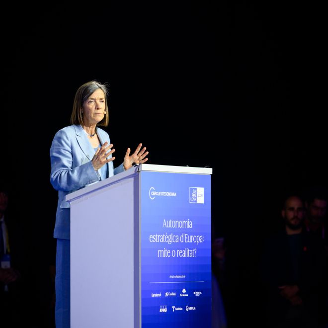 Teresa García Milà, presidenta del Cercle d'Economia, durant la segona jornada de la Reunió Anual. Teresa García Milà, presidenta del Cercle d'Economia, durant la segona jornada de la Reunió Anual.