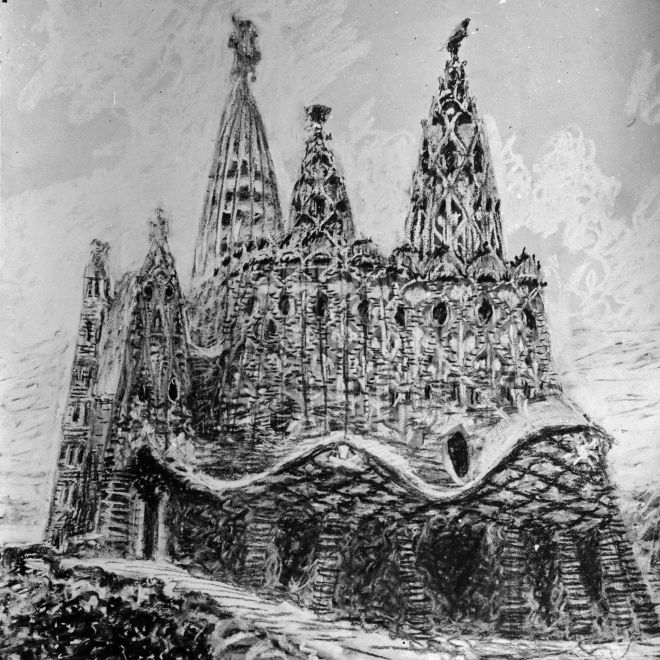 Esbós de la Cripta Gaudí de la Colònia Güell. © Consorci de la Colònia Güell
