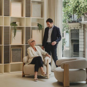 Dolors Barfull y Aman Cabanas, directivos de Jòdul, en el nuevo showroom de Barcelona