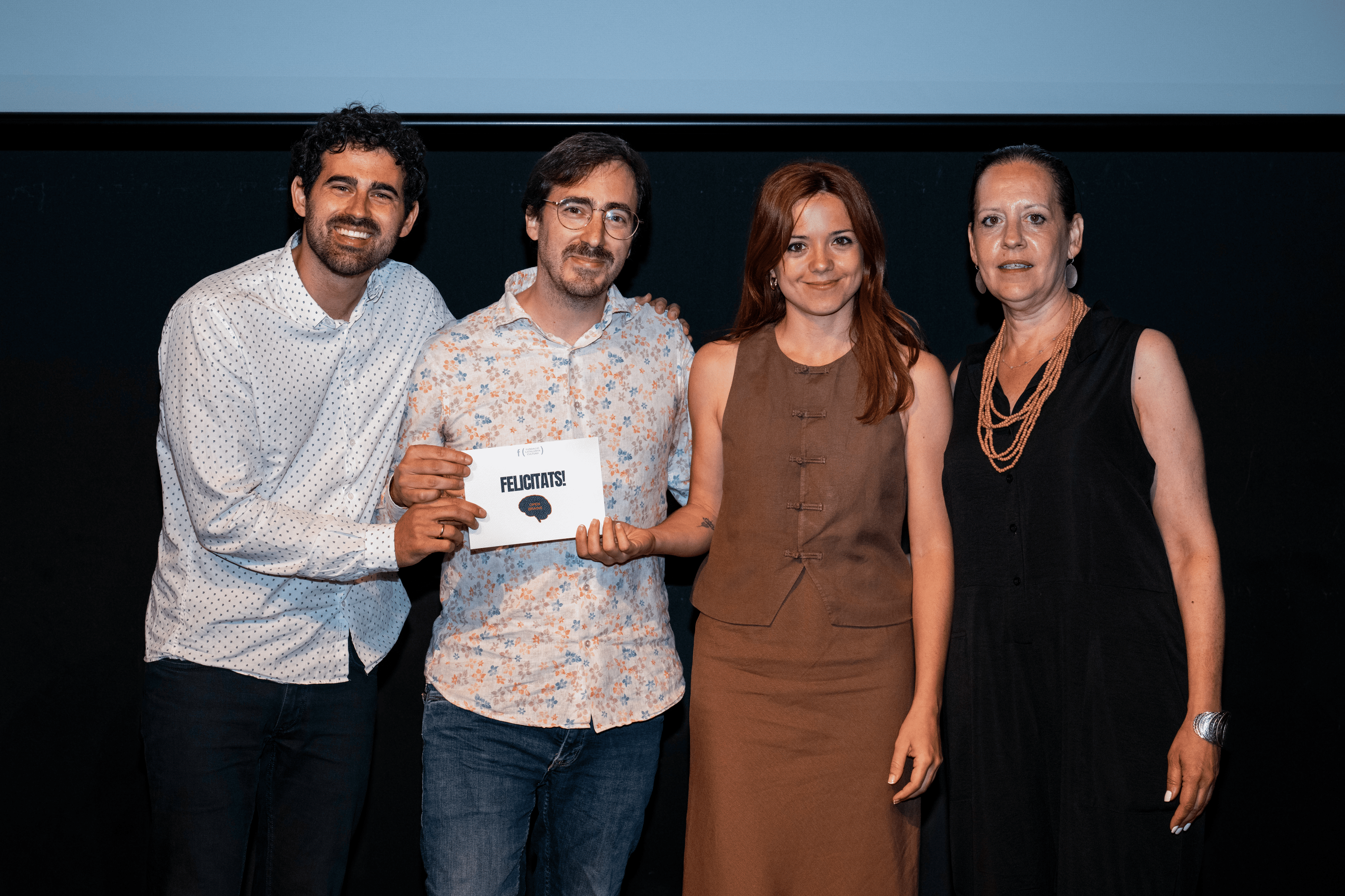 David Sánchez Bestué i Daniel Luque (Open Brains), Elena Busquets (The New Barcelona Post) i Núria Vilamajó (Girem Full) David Sánchez Bestué i Daniel Luque (Open Brains), Elena Busquets (The New Barcelona Post) i Núria Vilamajó (Girem Full)