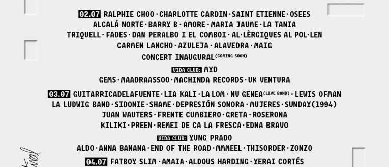 Cartell del Vida Festival 2026 Cartell del Vida Festival 2026