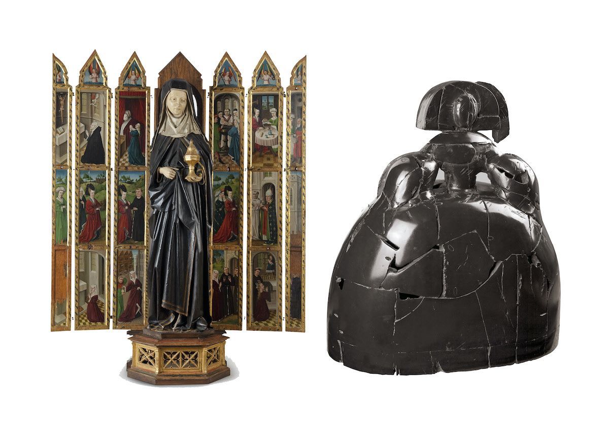 Políptic de la vida de Santa Clara (1500) - La Reina Marianna II Manolo Valdés (1999)