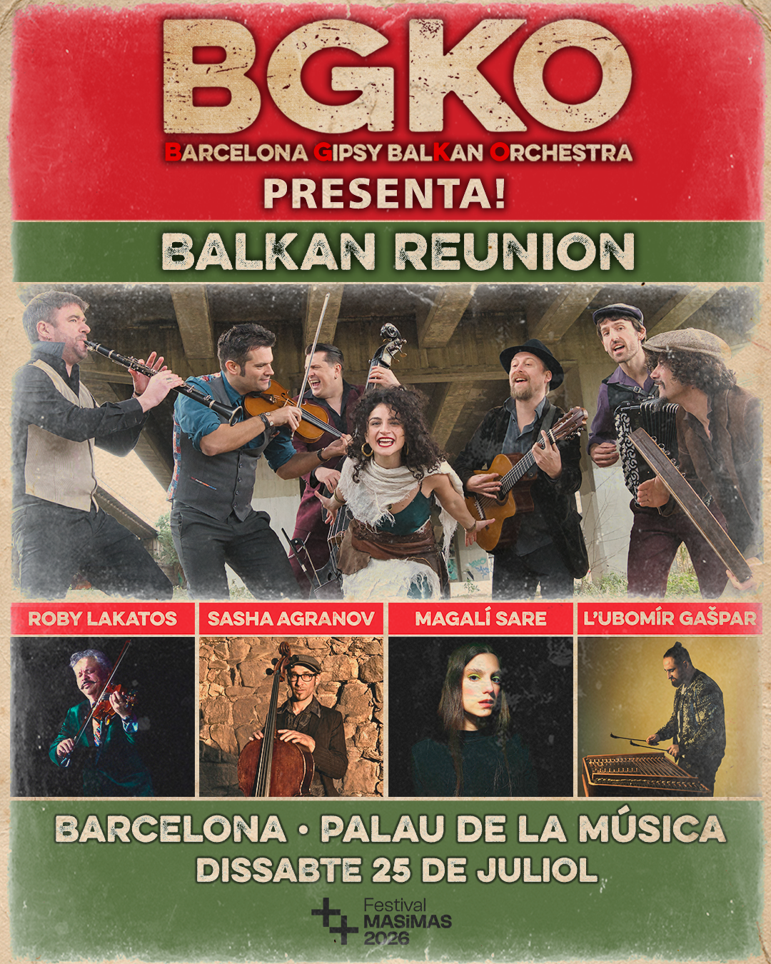 Cartel del concierto de Barcelona Gipsy balKan Orchestra en el Palau de la Música Cartel del concierto de Barcelona Gipsy balKan Orchestra en el Palau de la Música