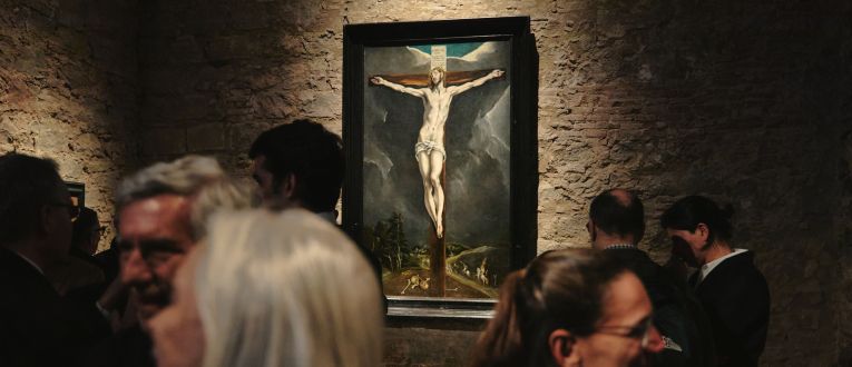 La obra 'Cristo en la cruz' del Greco expuesta en la colección del Hospital de Sant Saver. © Colección Casacuberta Marsans / Nereis Ferrer La obra 'Cristo en la cruz' del Greco expuesta en la colección del Hospital de Sant Saver. © Colección Casacuberta Marsans / Nereis Ferrer