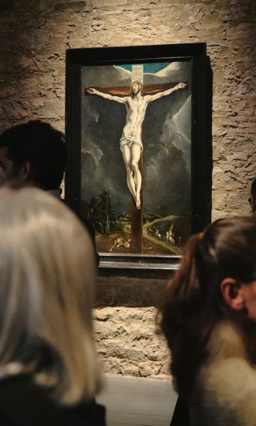 La obra 'Cristo en la cruz' del Greco expuesta en la colección del Hospital de Sant Saver. © Colección Casacuberta Marsans / Nereis Ferrer