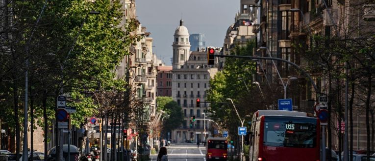 Dos autobuses urbanos en la calle Balmes © Ajuntament de Barcelona | Laura Guerrero