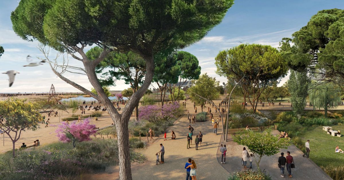 Imatge virtual del projecte de transformació de l'entorn de les Tres Xemeneies. © LANDLAB