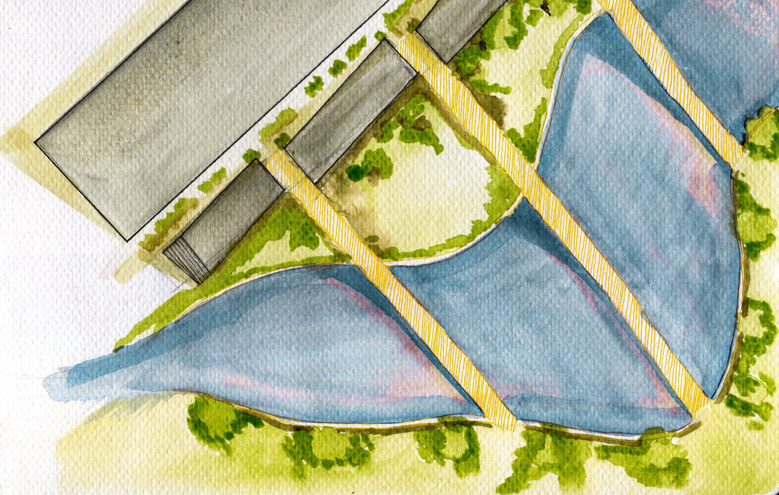 Node espais resilients a Land Art procès aquarel·la