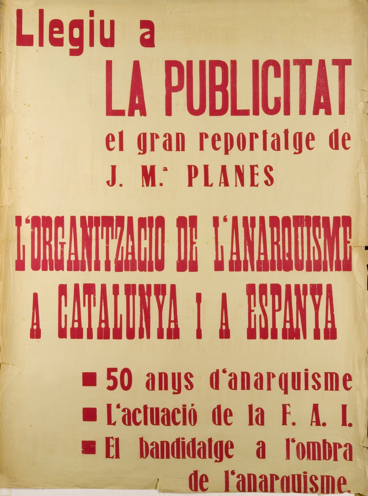 Poster en 'La Publicitat' sobre el reportaje de Planes. 