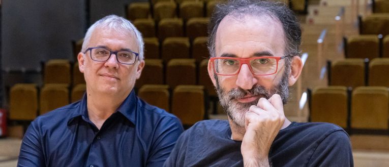 Jordi Abelló, miembro de Música Reservata de Barcelona y Esteve Costa, el director invitado Jordi Abelló, miembro de Música Reservata de Barcelona y Esteve Costa, el director invitado
