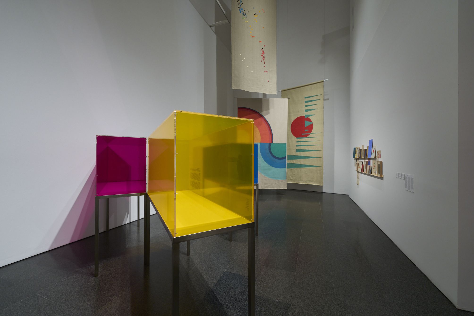 Fragmento de vitrinas en el MACBA