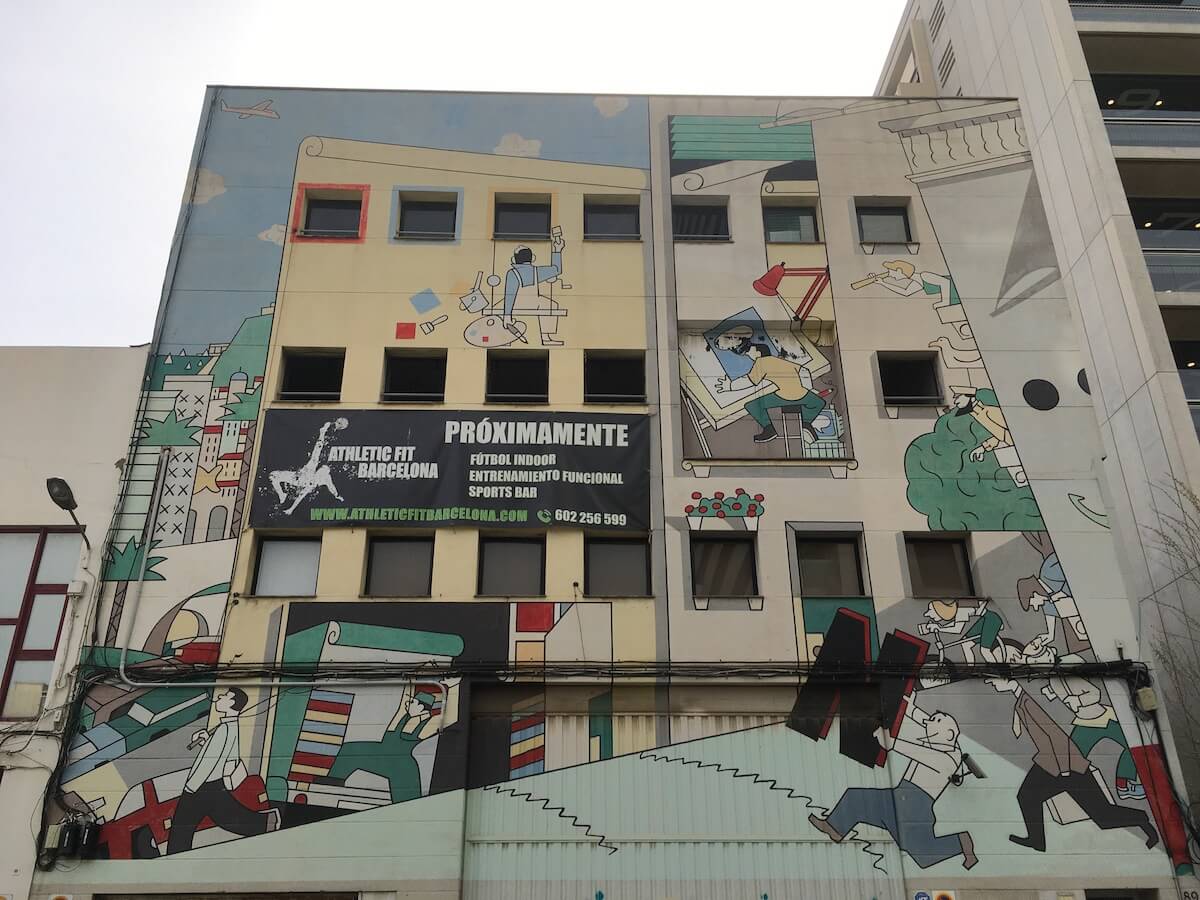 Mural del cómic de Daniel Torres en el Poblenou