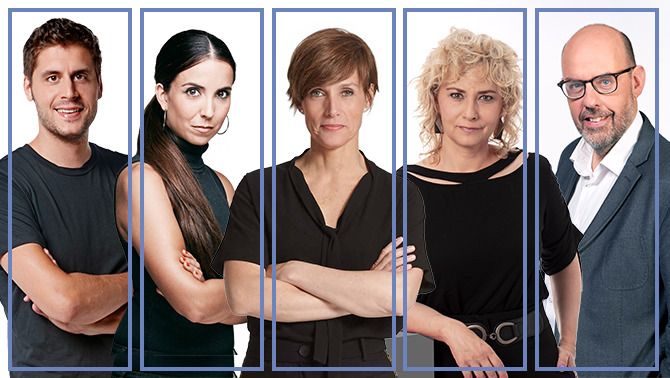 Roger Escapa, Laura Rosel, Raquel Sans, Mònica Terribas y Jordi Basté.