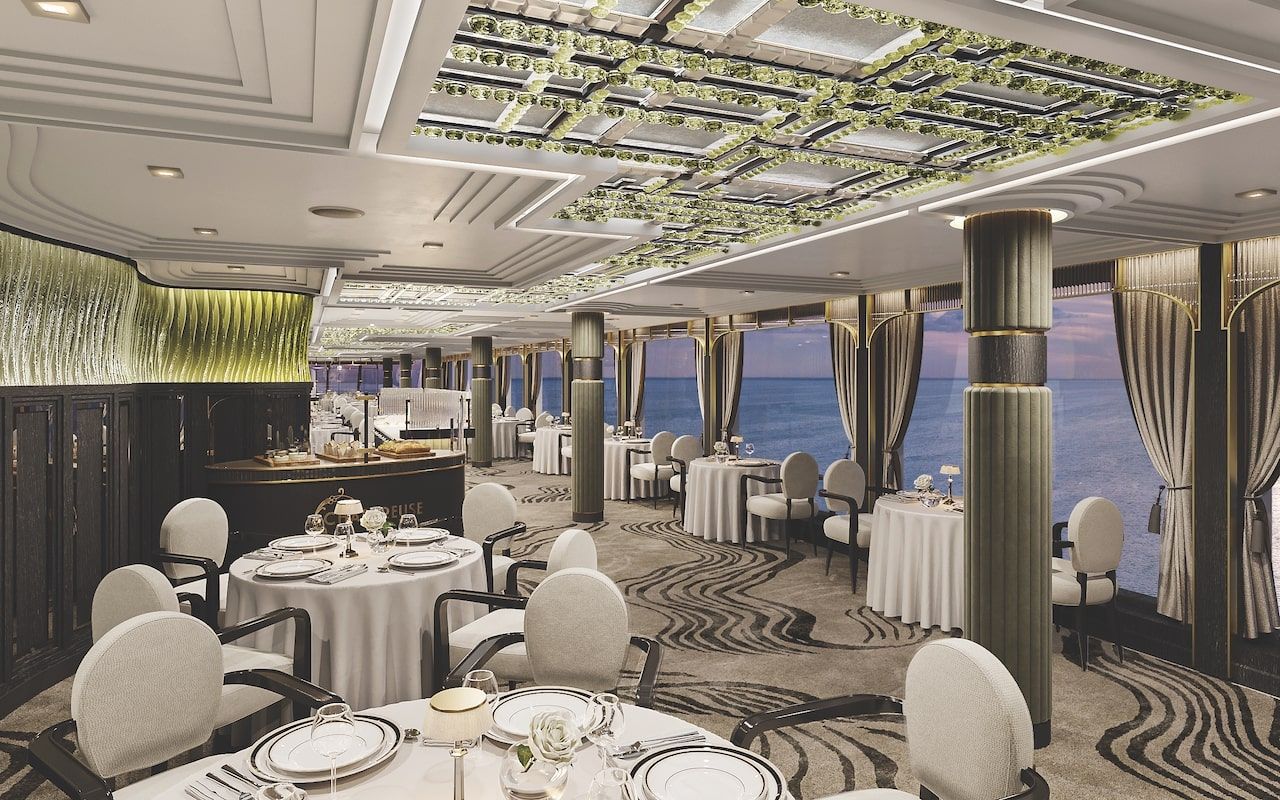 Restaurant of the Seven Seas Grandeur cruise ship.
