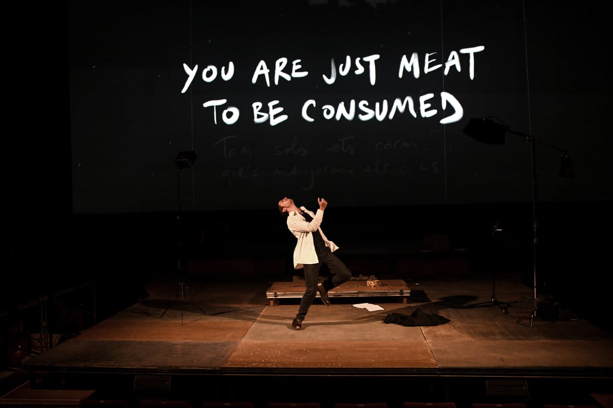 L'actor Guillem Balart interpretant Hamlet a Aribau. ©Bito Cels.