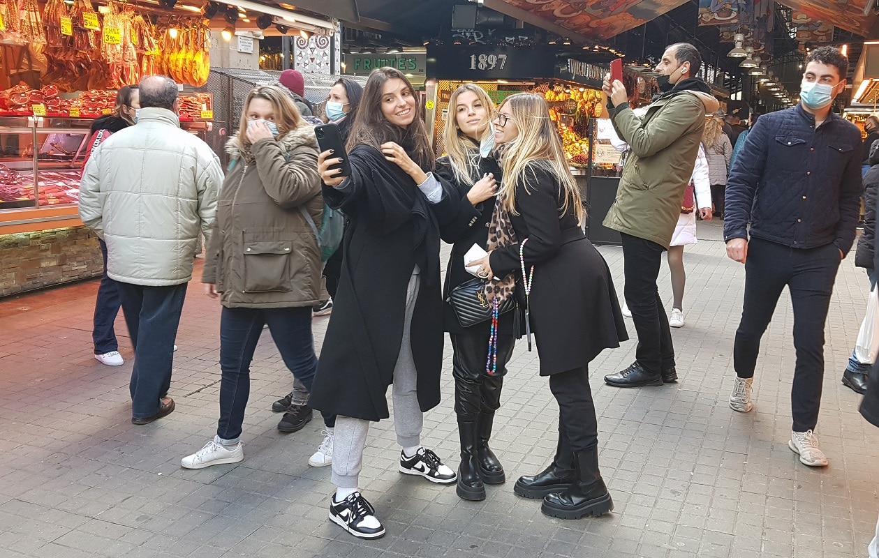 Gente selfies La Boqueria