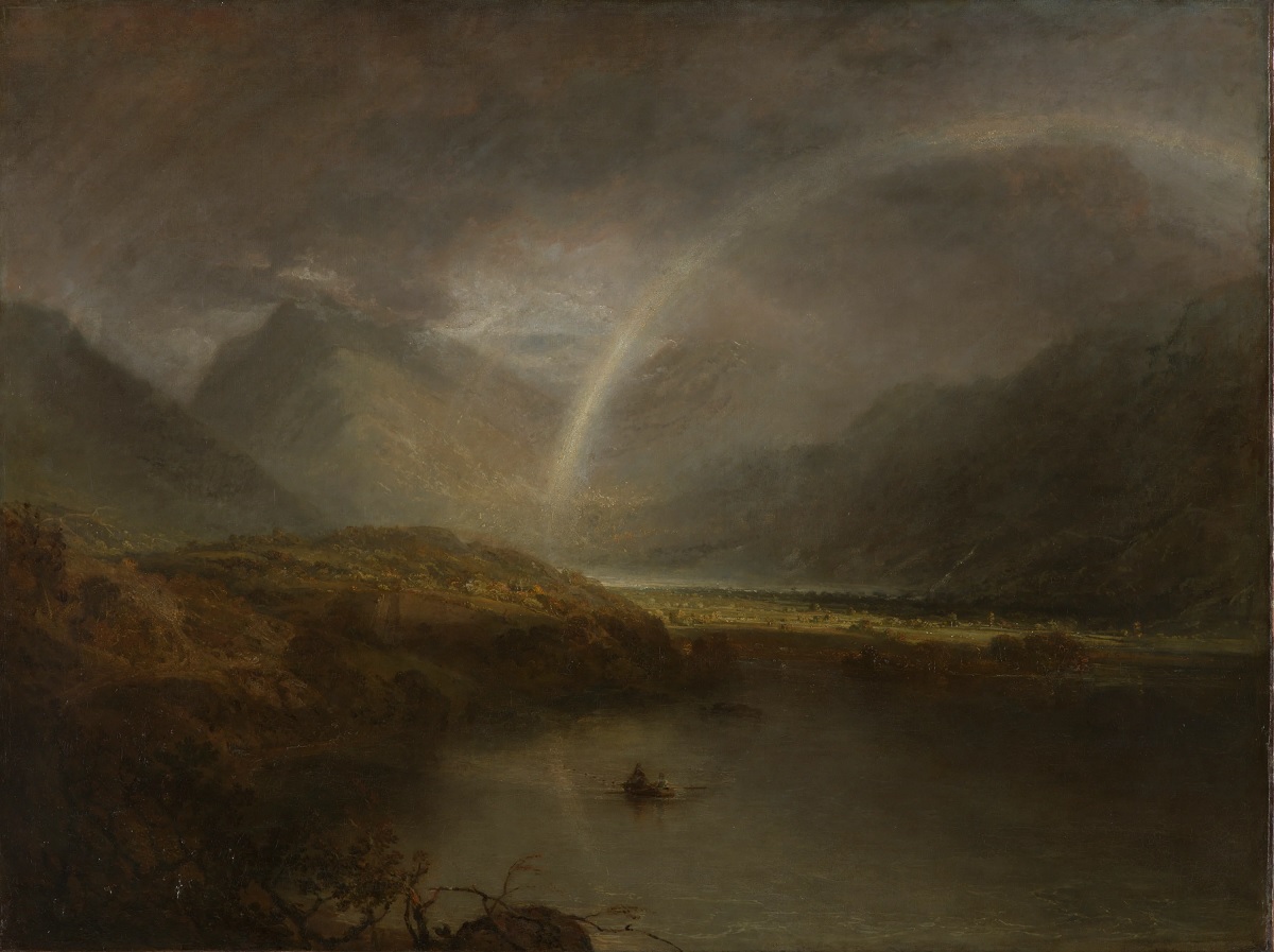 Turner, Lago Buttermere, con parte de Cromackwater, Cumberland, un chaparrón