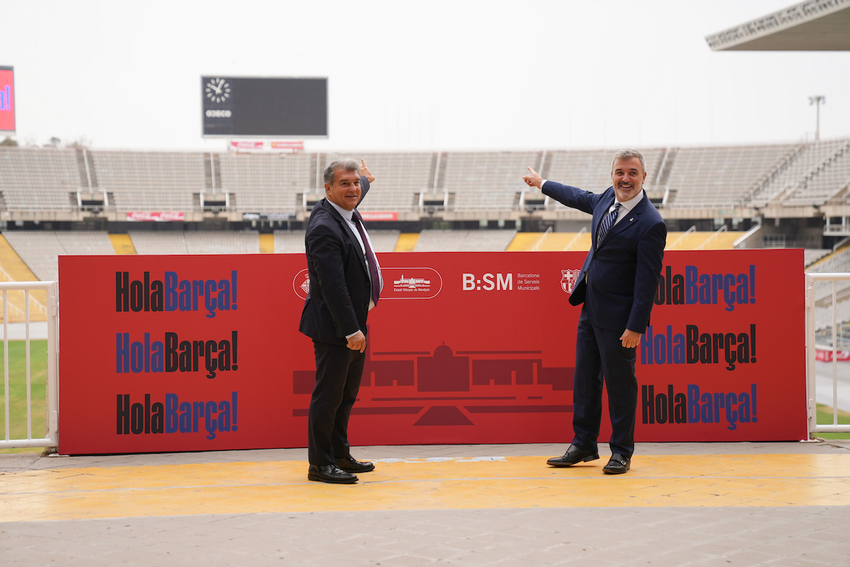 Joan Laporta Jaume Collboni Estadi Olímpic Lluís Companys