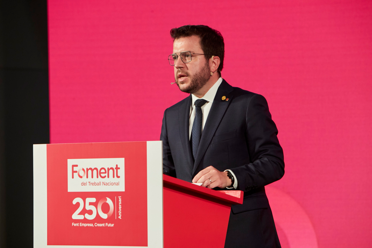 Pere Aragonès en el acto de Foment del Treball