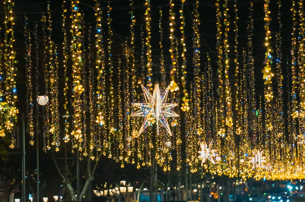 Paseo de Gràcia de Barcelona en Navidad. 