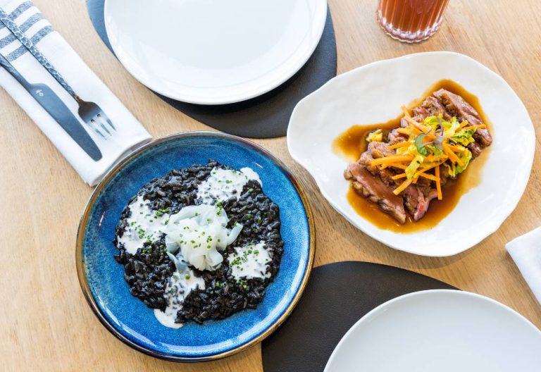 Arroz con chipirones y presa ibérica.