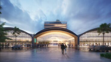 Render Blue Tech Port tinglados del muelle