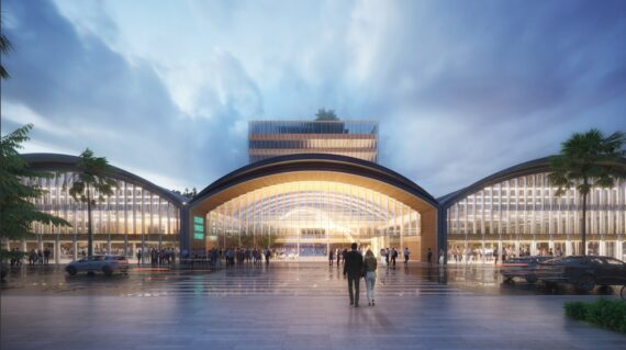 Render Blue Tech Port tinglados del muelle