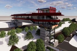 Render de l'edifici Rooftop del Circuit.  Circuit de Barcelona-Catalunya