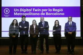 Mercè Conesa, Ramon Gras, Isabel Lombana, Ignacio Torras, Maite Barrera y Ramon Agenjo en el acto metrópolis barcelonesa