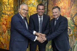 Isidro Fainé, Jordi Gallés y Ángel Simón.