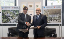 El president de la Generalitat, Salvador Illa, i el president de la Fundació La Caixa, Isidre Fainé, durant la signatura de l'acord de col·laboració. CaixaResearch