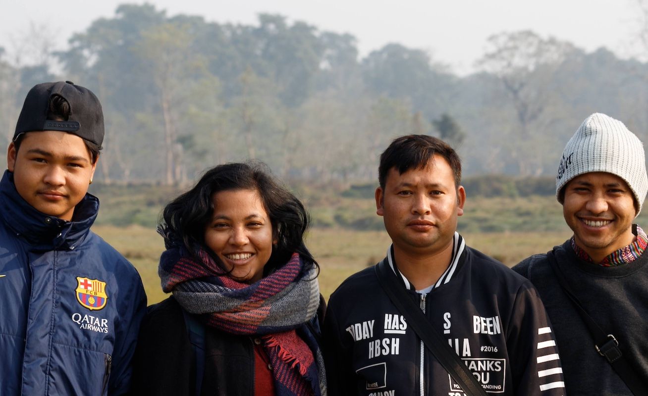 Chandra Kala con algunos de sus hermanos.