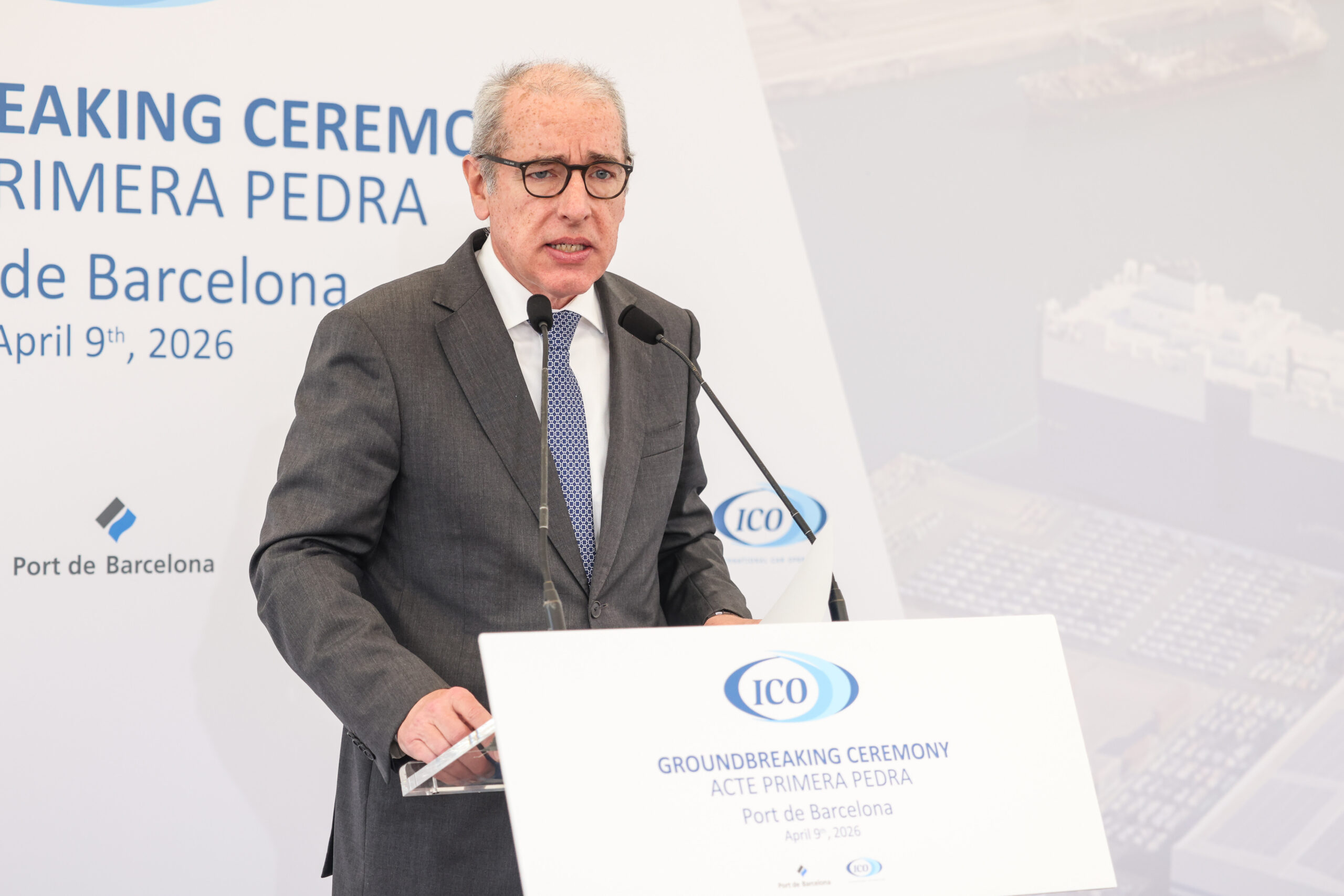 El president del Port de Barcelona, José Alberto Carbonell, durant la seva intervenció. © 2026 Port de Barcelona.